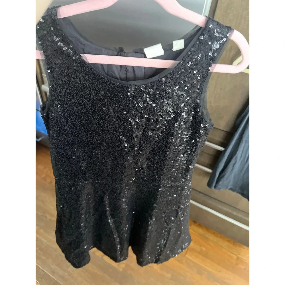 GAP GIRLS BLACK MOONLESS NIGHT SLEEVELESS SEQUIN‎ TANK PARTY DRESS $68 SZ 8